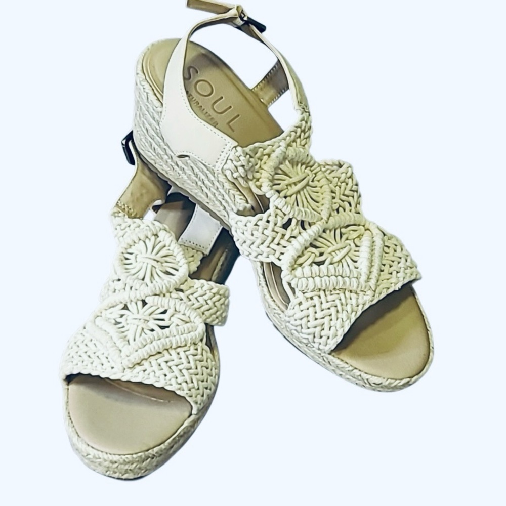 Natural Cream Woven Platform Sandals for Women